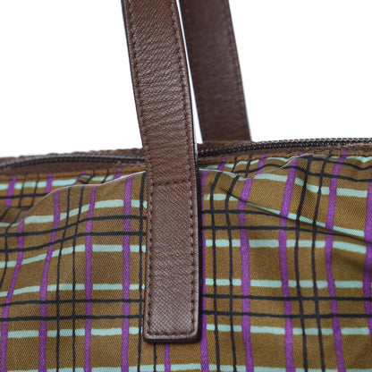 Prada Tessuto Stampato Nylon Saffiano Check Print Tote Viola 11 of 15