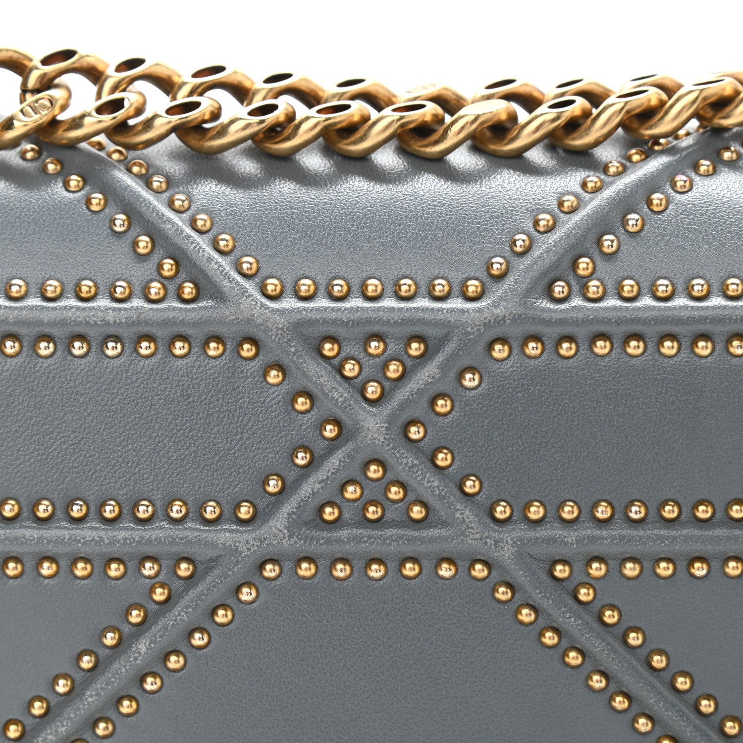 Christian Dior Calfskin Studded Small Diorama Flap Bag Grey 11 of 13