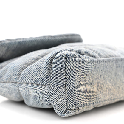 Saint Laurent Denim Quilted Monogram Loulou Puffer Pouch Clutch Blue Gray Light Azur 8 of 9