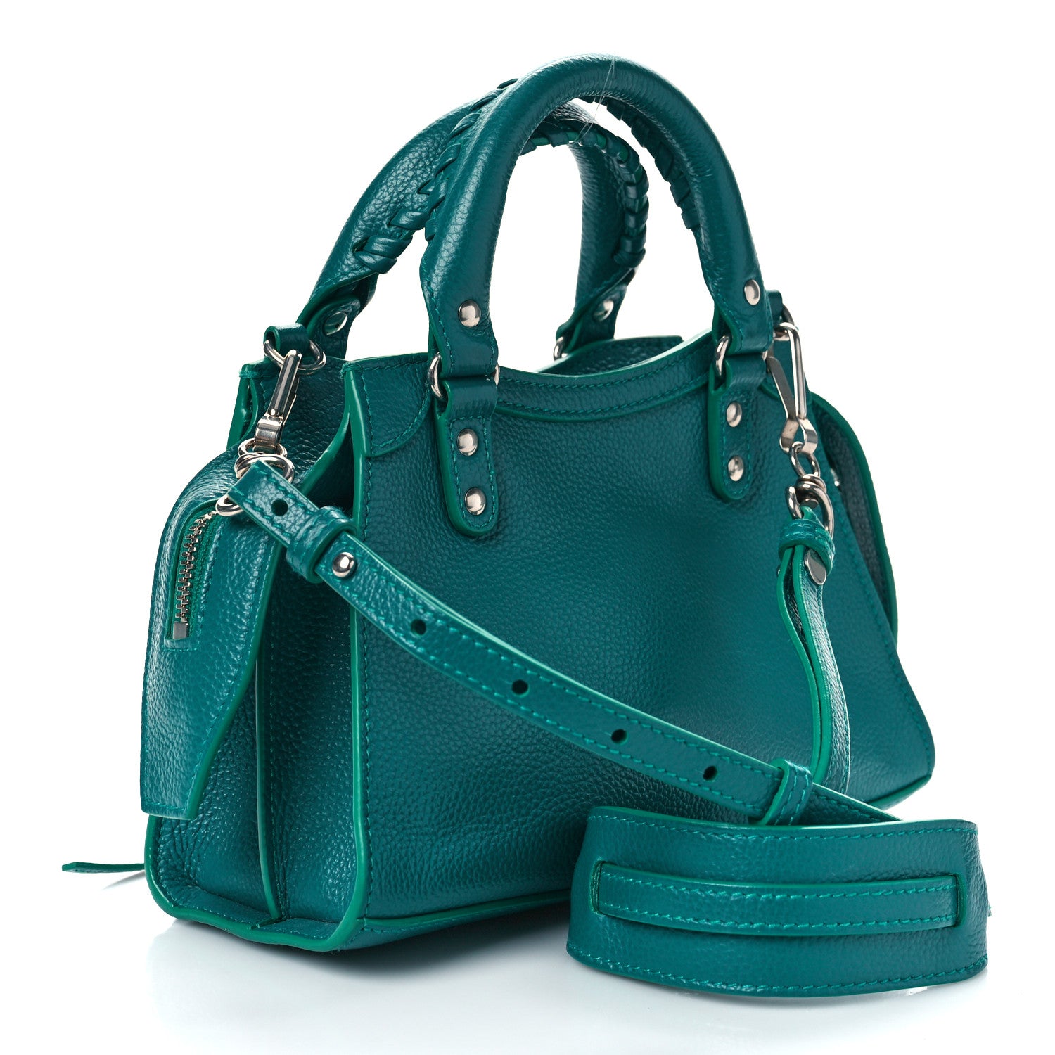Balenciaga Grained Calfskin Neo Classic Silver Hardware Mini City Jade 3 of 9