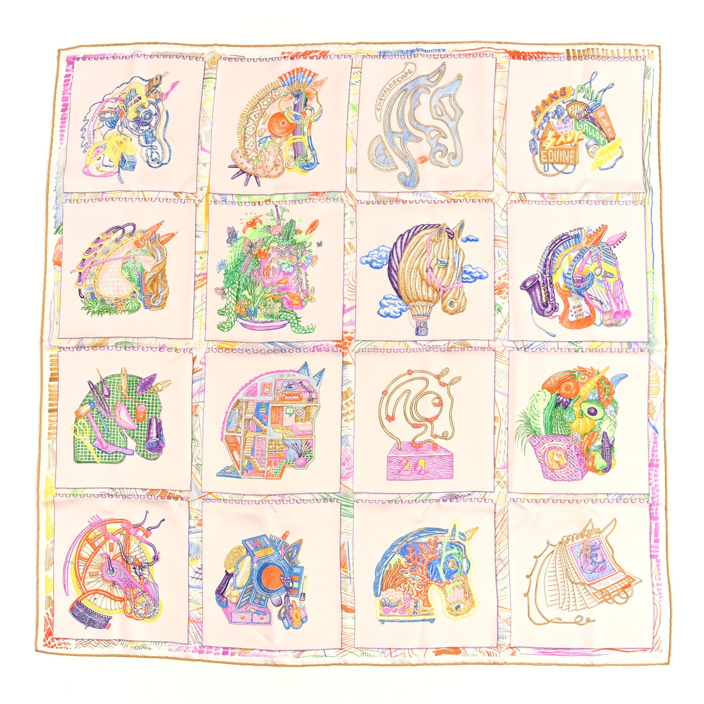 Chevaloscope Scarf 90 Nacre Vert Multicolor