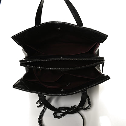 Chanel Crumpled Grained Calfskin Quilted CC Crave Tote Black 5 of 11