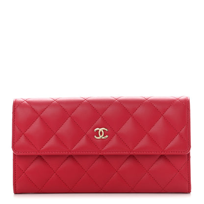 Chanel Lambskin Quilted Large Gusset Flap Wallet Red 1 of 6
