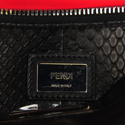 Fendi Vitello Morgan Python Crocodile Monster Eyes Medium Peekaboo Iconic Satchel Black Girasole 7 of 9