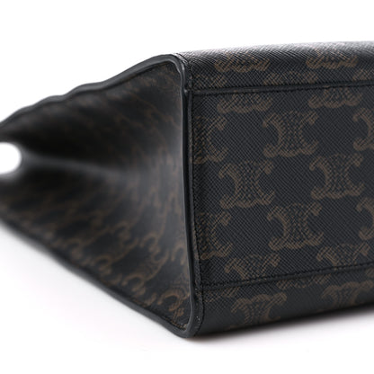 Celine Triomphe Canvas Calfskin Horizontal Cabas Black 8 of 10