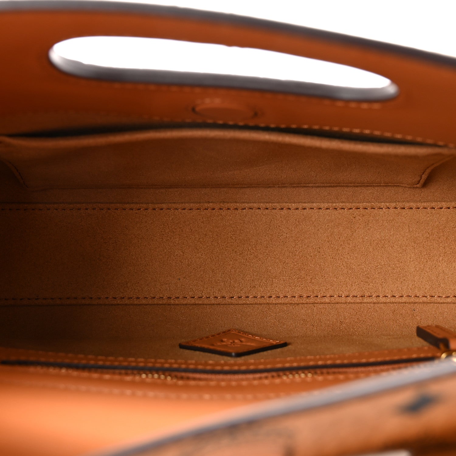 MCM Visetos Crocodile Embossed Calfskin Small Diamond Tote Cognac 4 of 8