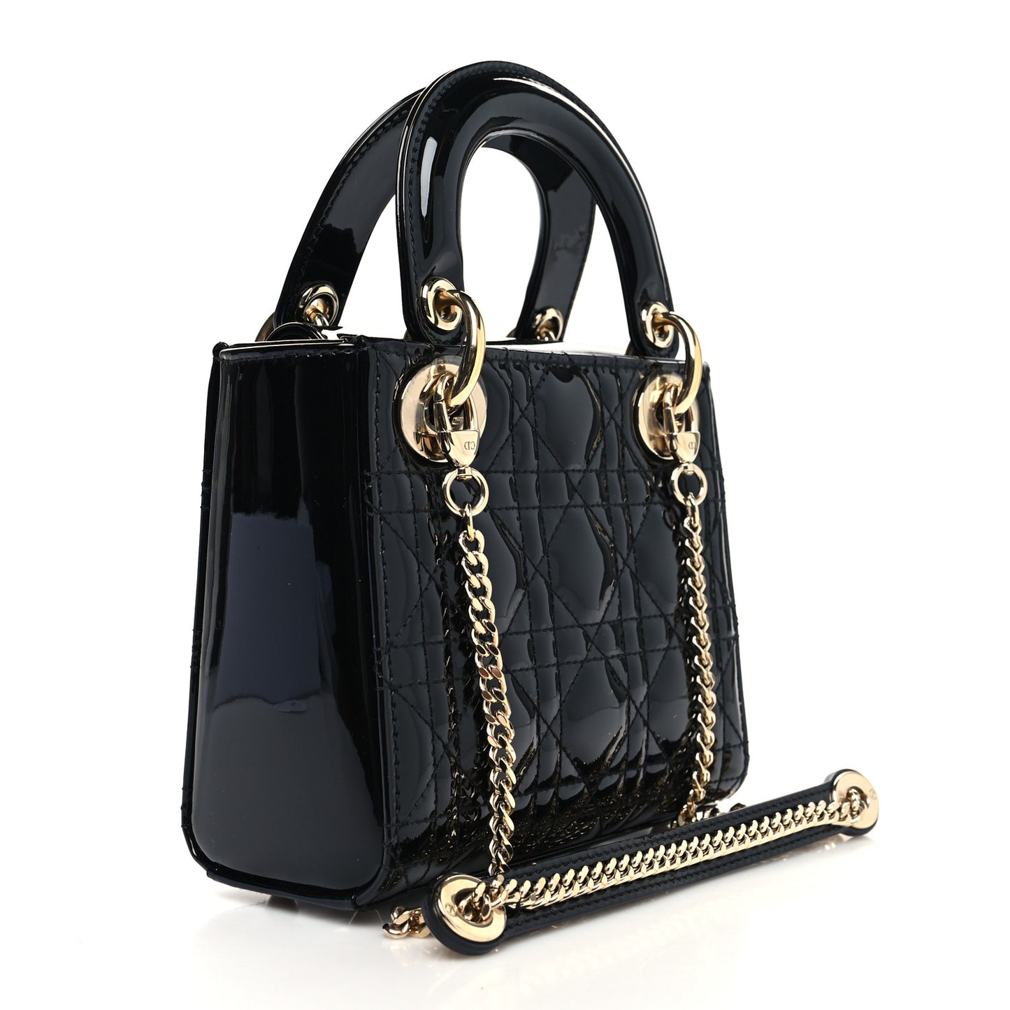 Patent Cannage Mini Lady Dior Black