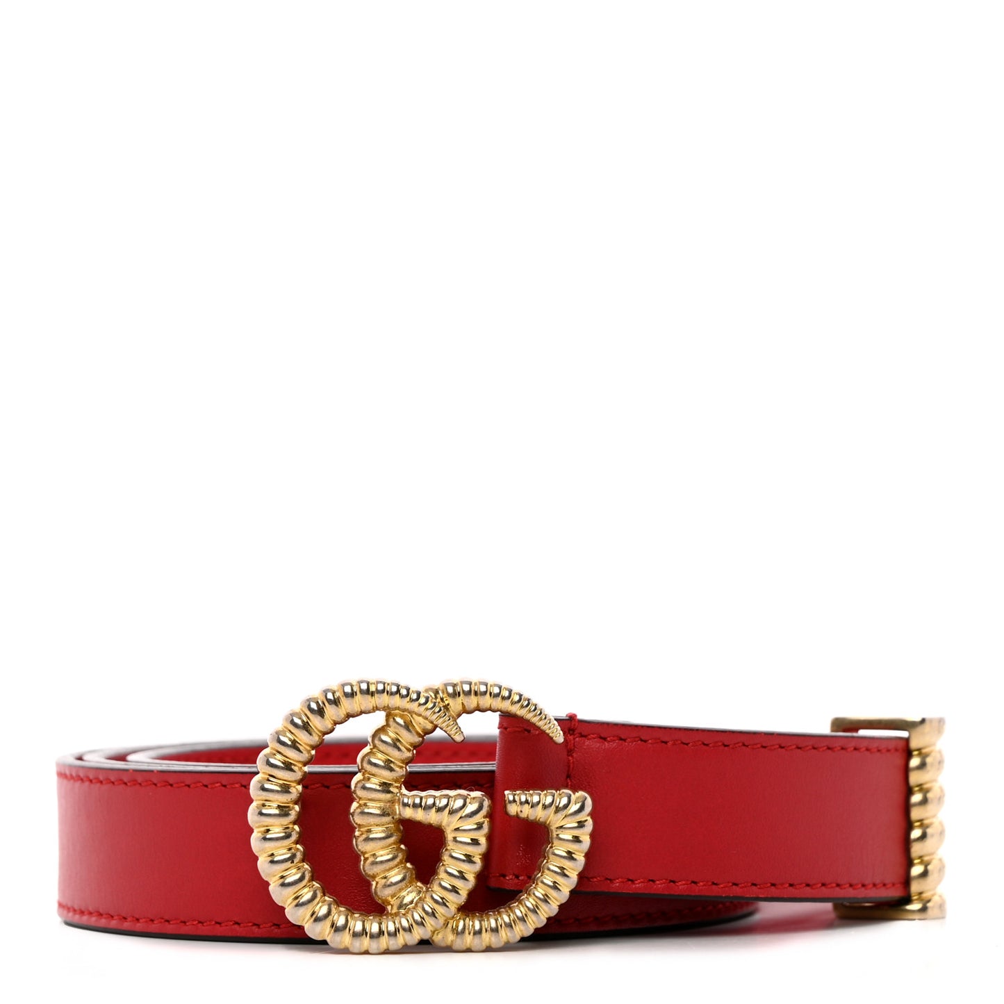 Moon Calfskin Torchon Double G 25mm Belt 85 34 Hibiscus Red