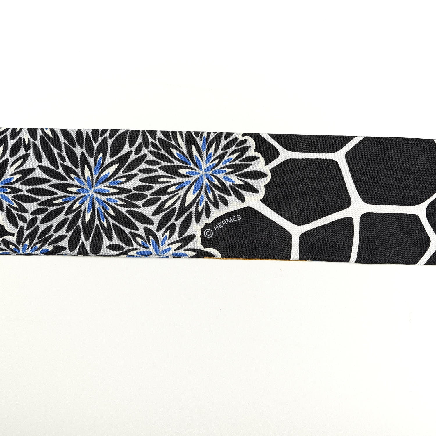 Hermes Silk The Three Graces Twilly Bleu Nuit Gold Black 3 of 5