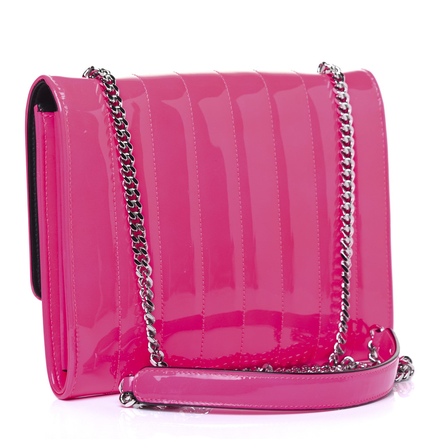 Saint Laurent Patent Calfskin Matelasse Monogram Vicky Chain Wallet Pink 3 of 10