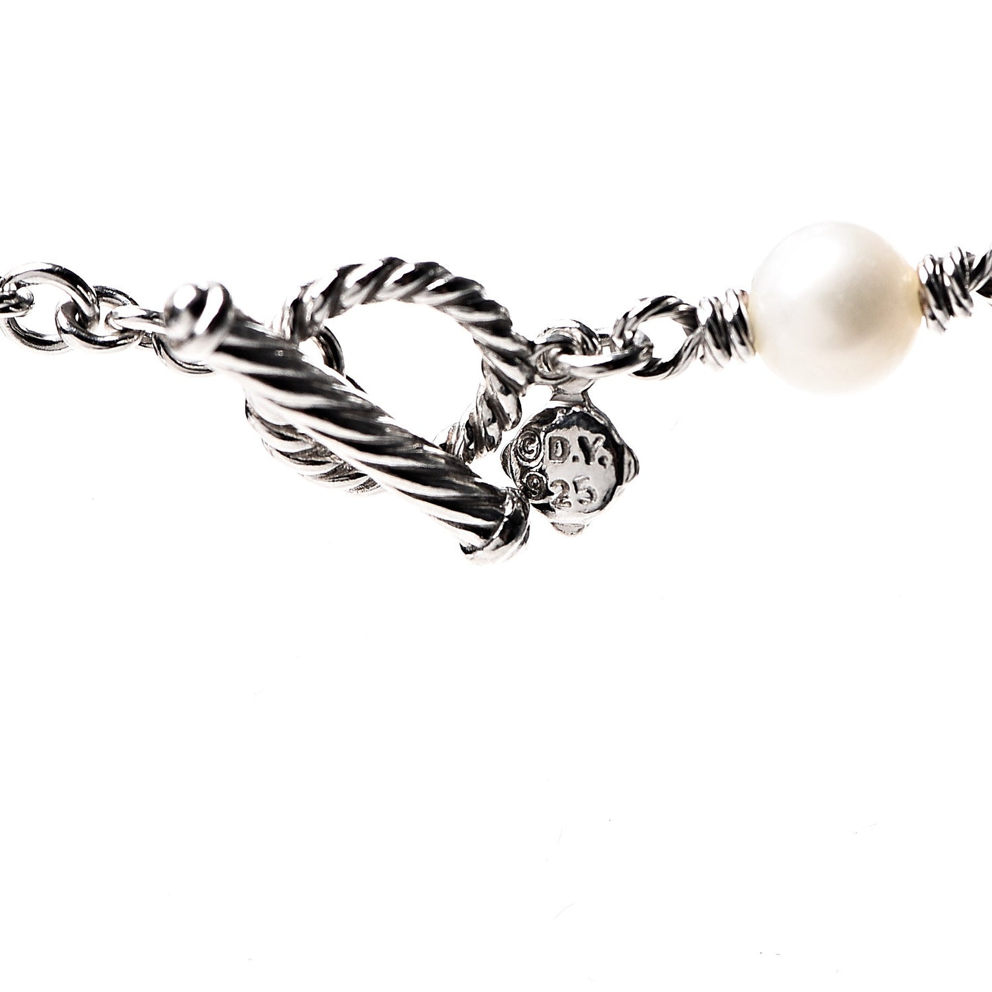 Sterling Silver Pearl 9mm Quatrefoil Long Chain Necklace