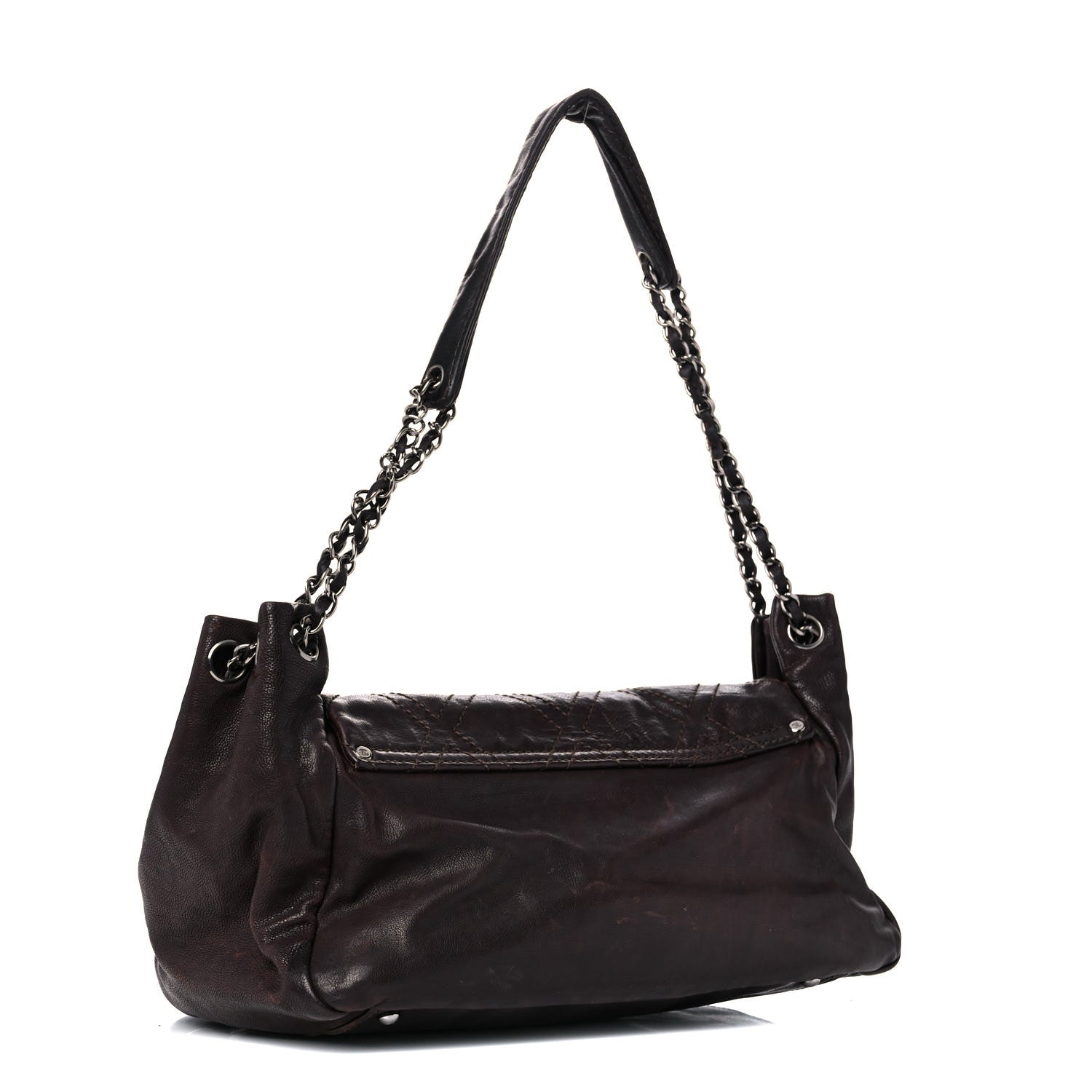 Chanel Calfskin Diamond Stitch Accordion Flap Brown 2 of 36