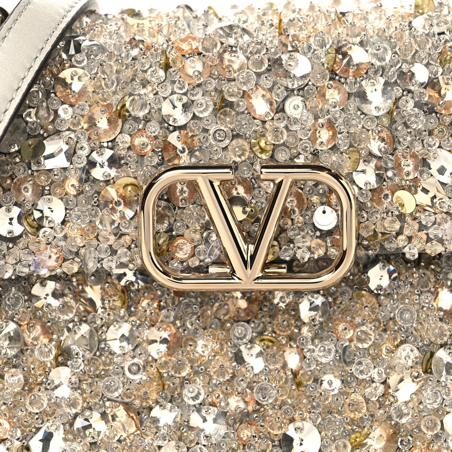Valentino Garavani Sequin Crystal Embroidered Mini Vsling Top Handle Bag Silver Opal Grey 7 of 9