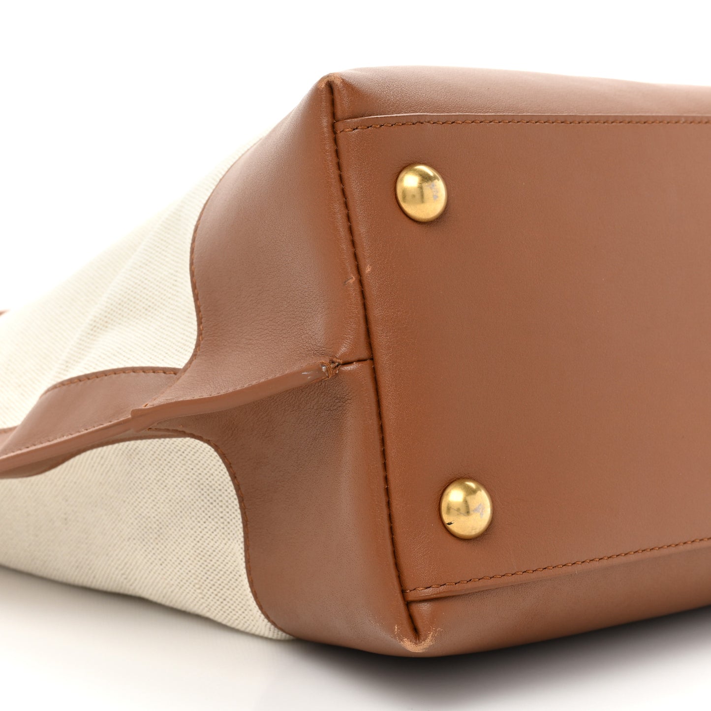 Calfskin Linen Two Tone Cabas Tote Beige