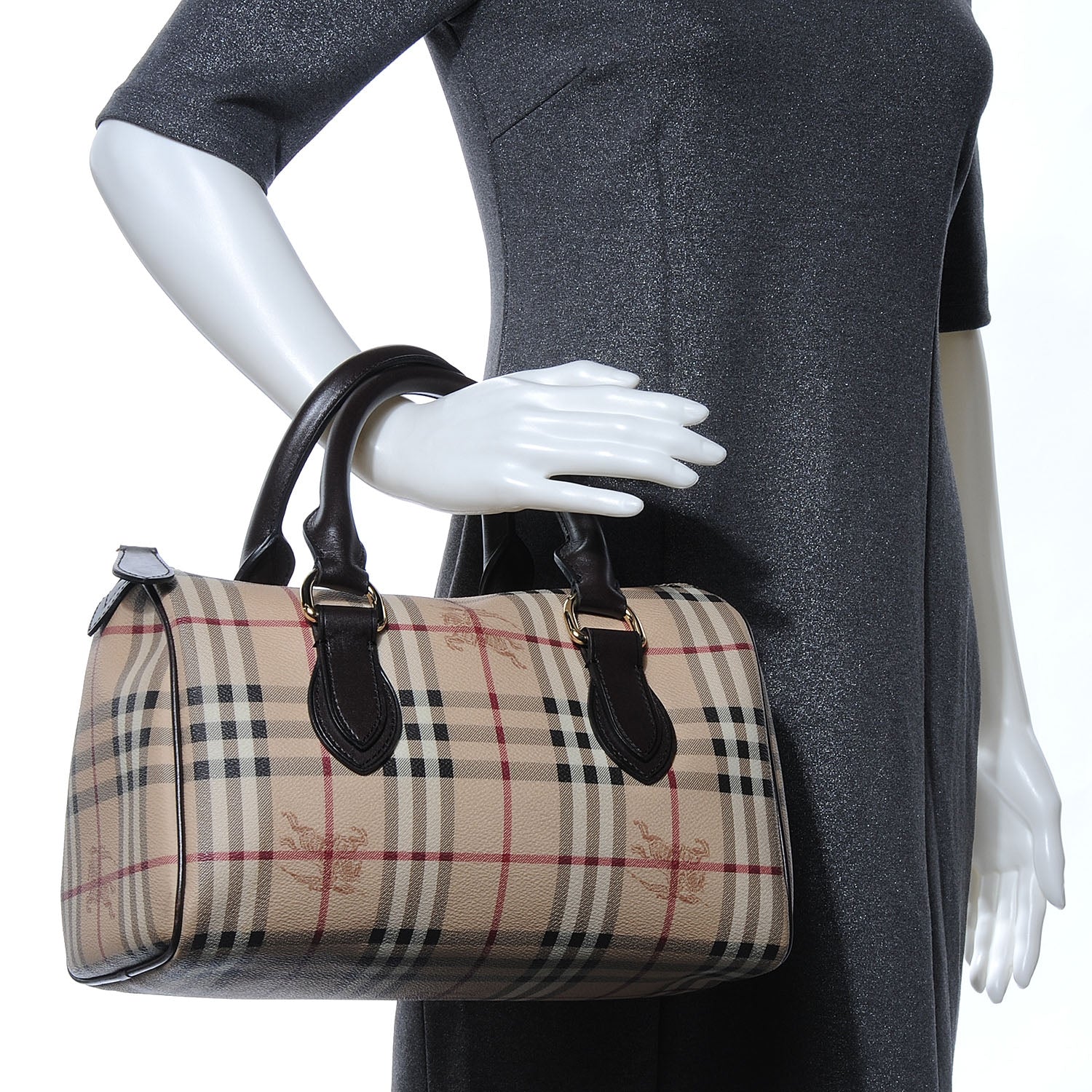 Burberry Haymarket Check Small Chester Bowling Bag Chocolate 2 of 7