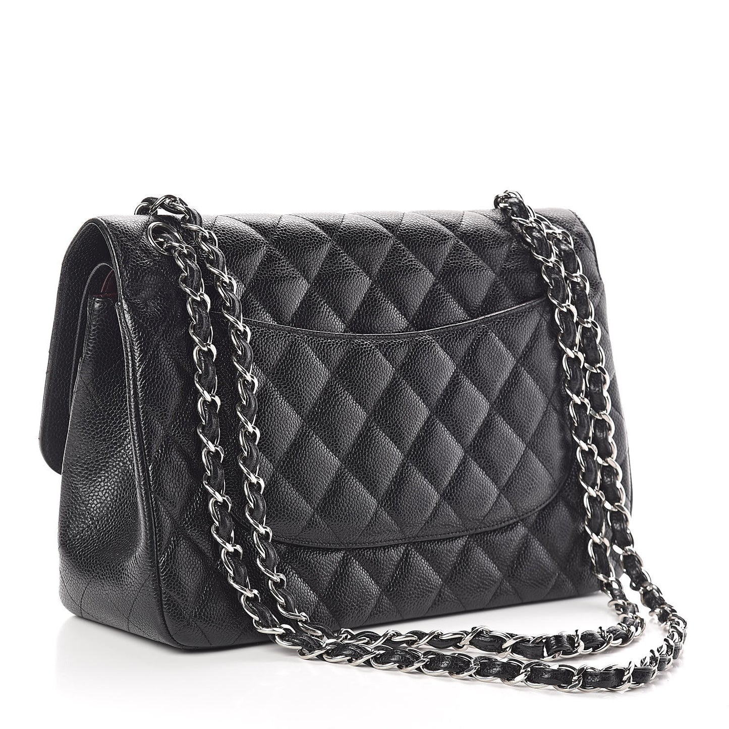 Caviar Quilted Jumbo Double Flap Black