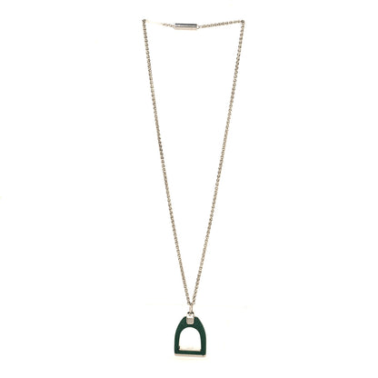 Hermes Etrier Vulcanium Necklace Silver Green 3 of 4