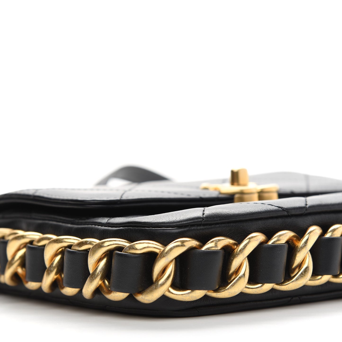 Calfskin Quilted Small Framing Chain Bag Black