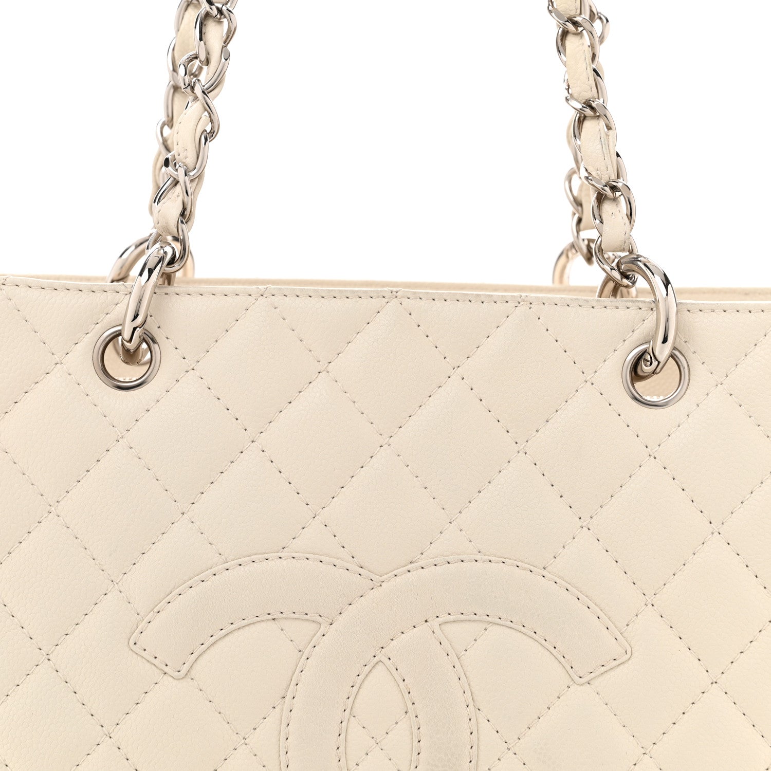 Chanel Caviar Quilted Grand Shopping Tote GST White 9 of 16