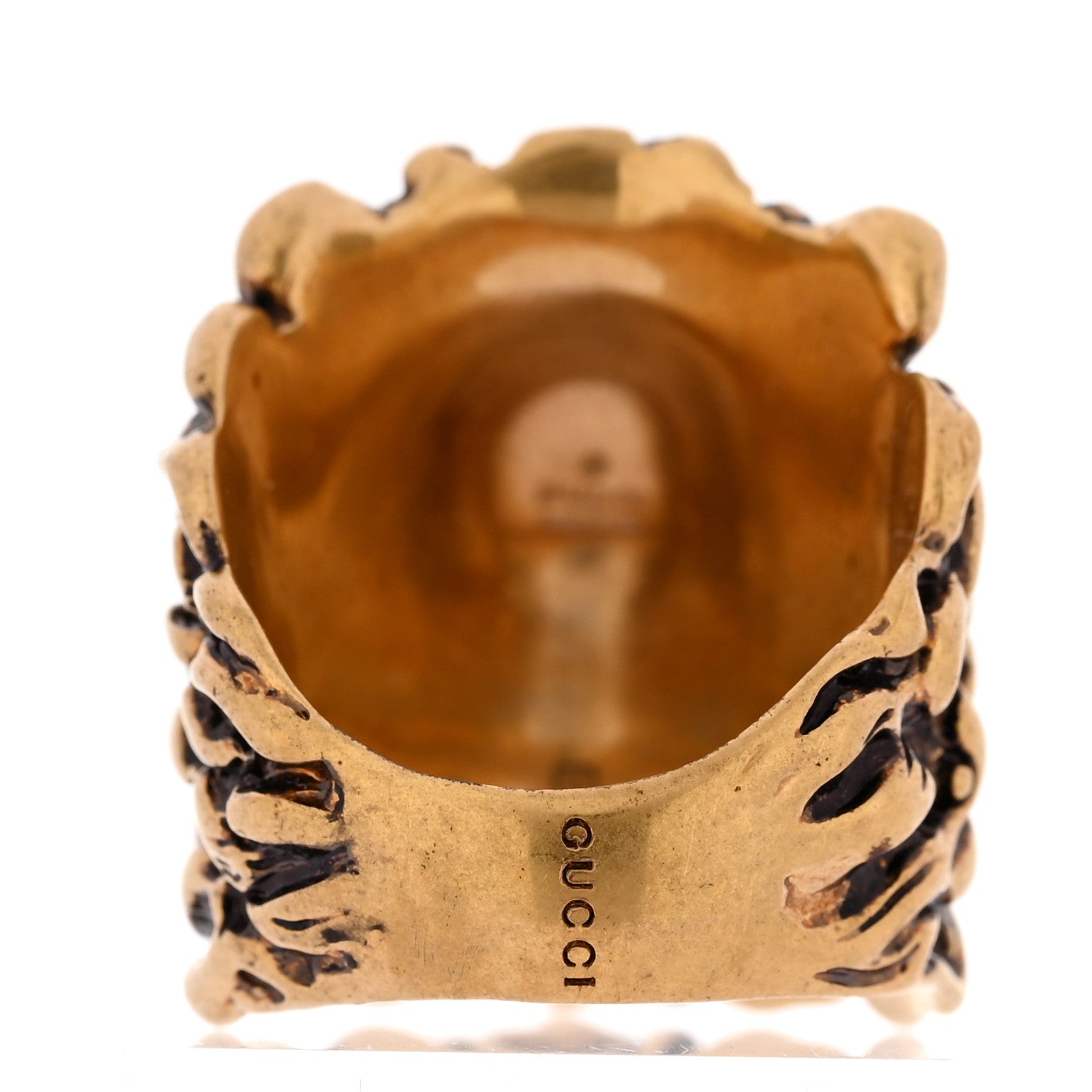 Gucci Metal Lion Head Ring 59 8.75 Aged Gold 1818471 – FASHIONPHILE