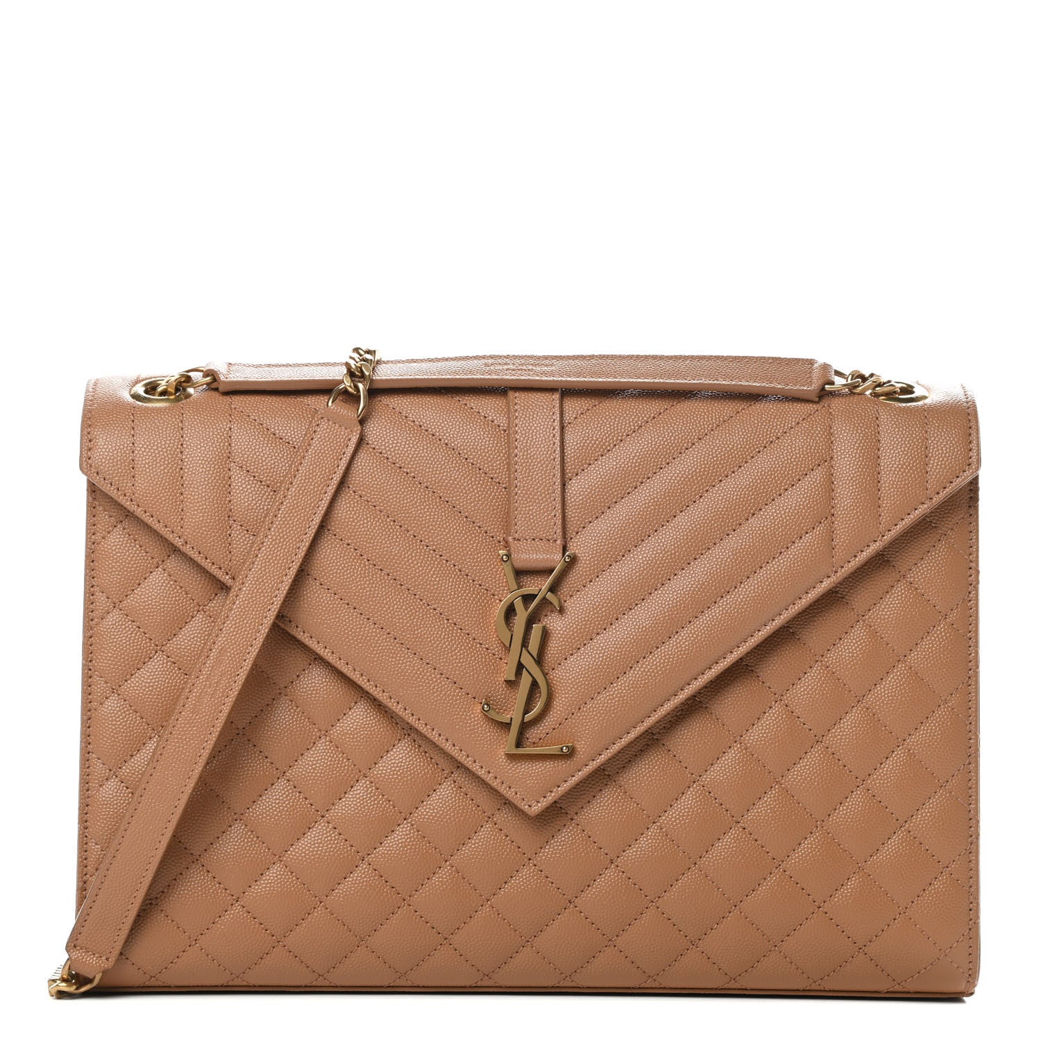 Saint Laurent Grain De Poudre Textured Mixed Matelasse Triquilt Large Monogram Satchel Dune 1 of 11