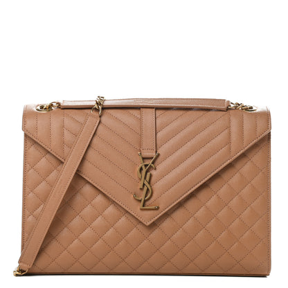 Saint Laurent Grain De Poudre Textured Mixed Matelasse Triquilt Large Monogram Satchel Dune 1 of 11