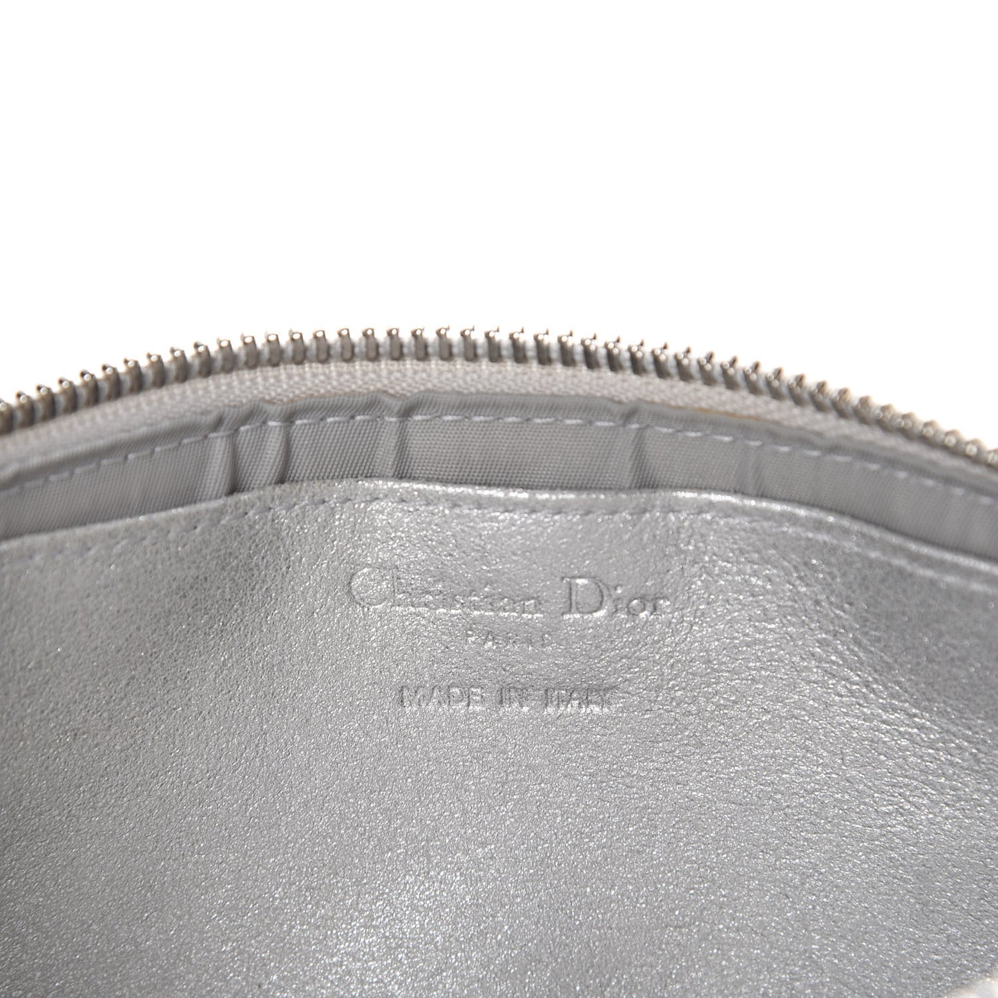 Metallic Lambskin Cannage Chain Pouch Silver