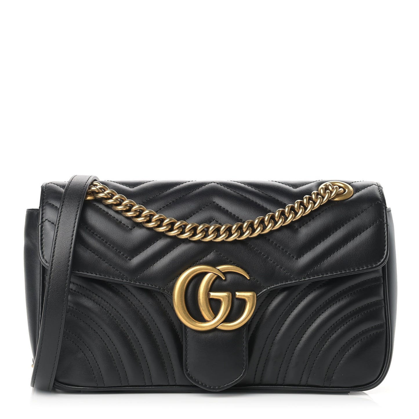 Calfskin Matelasse Small GG Marmont Shoulder Bag Black