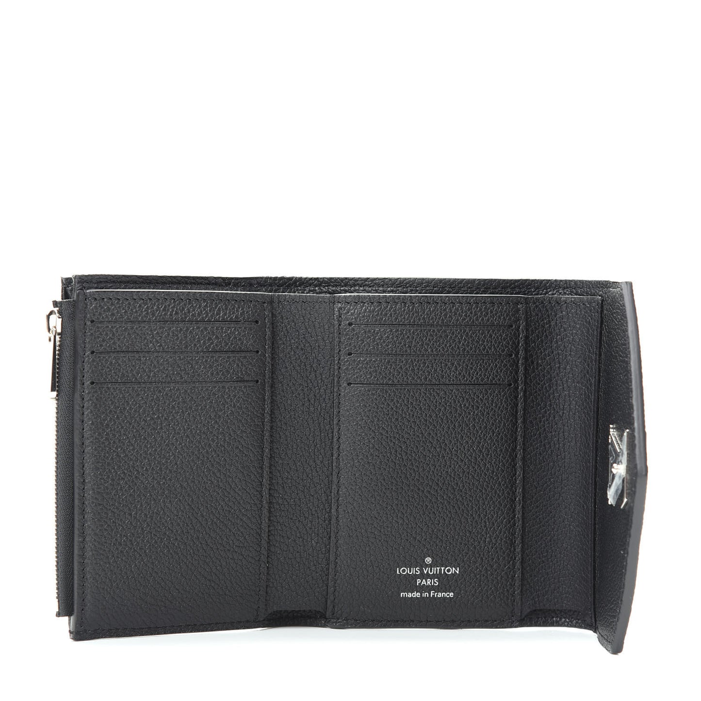 Soft Calfskin My Lockme Compact Wallet Black