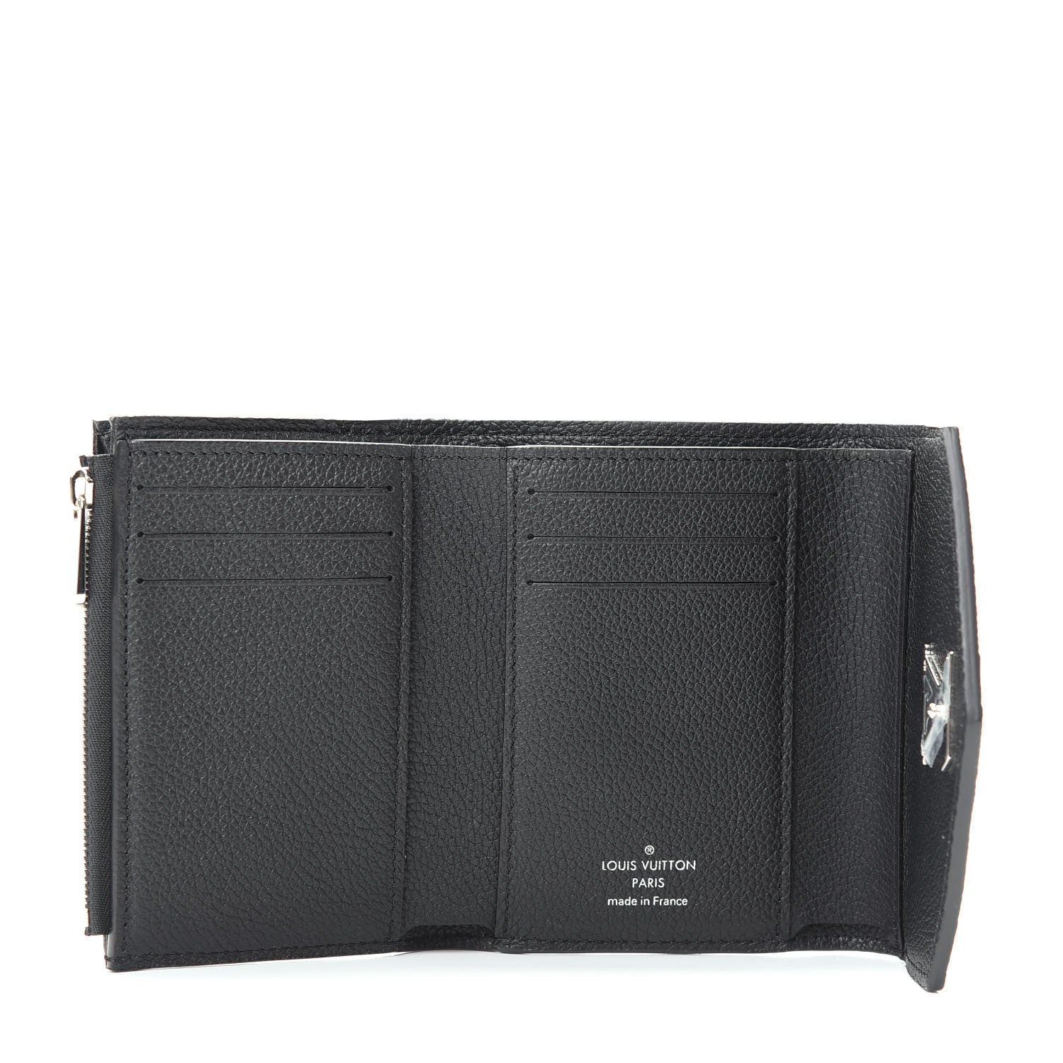 Louis Vuitton Soft Calfskin My Lockme Compact Wallet Black 5 of 8
