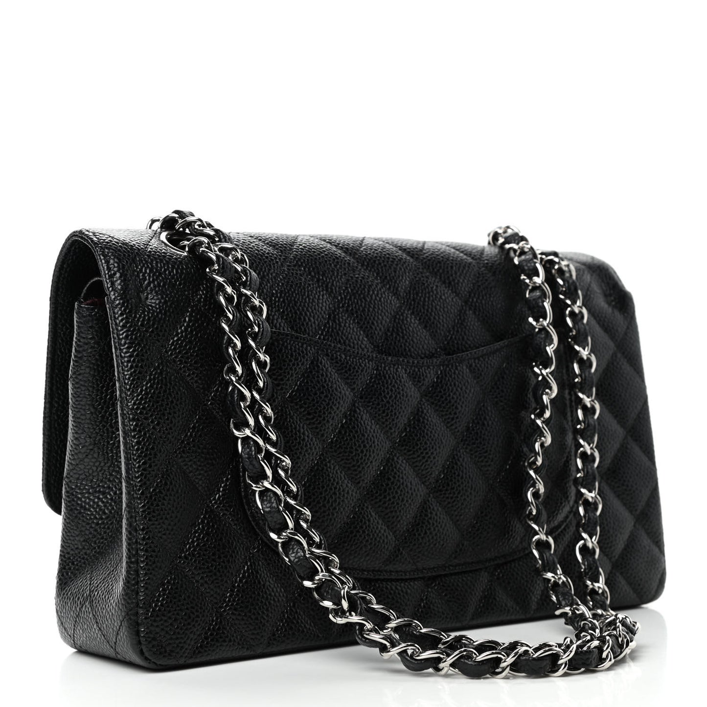 Caviar Quilted Medium Double Flap Black