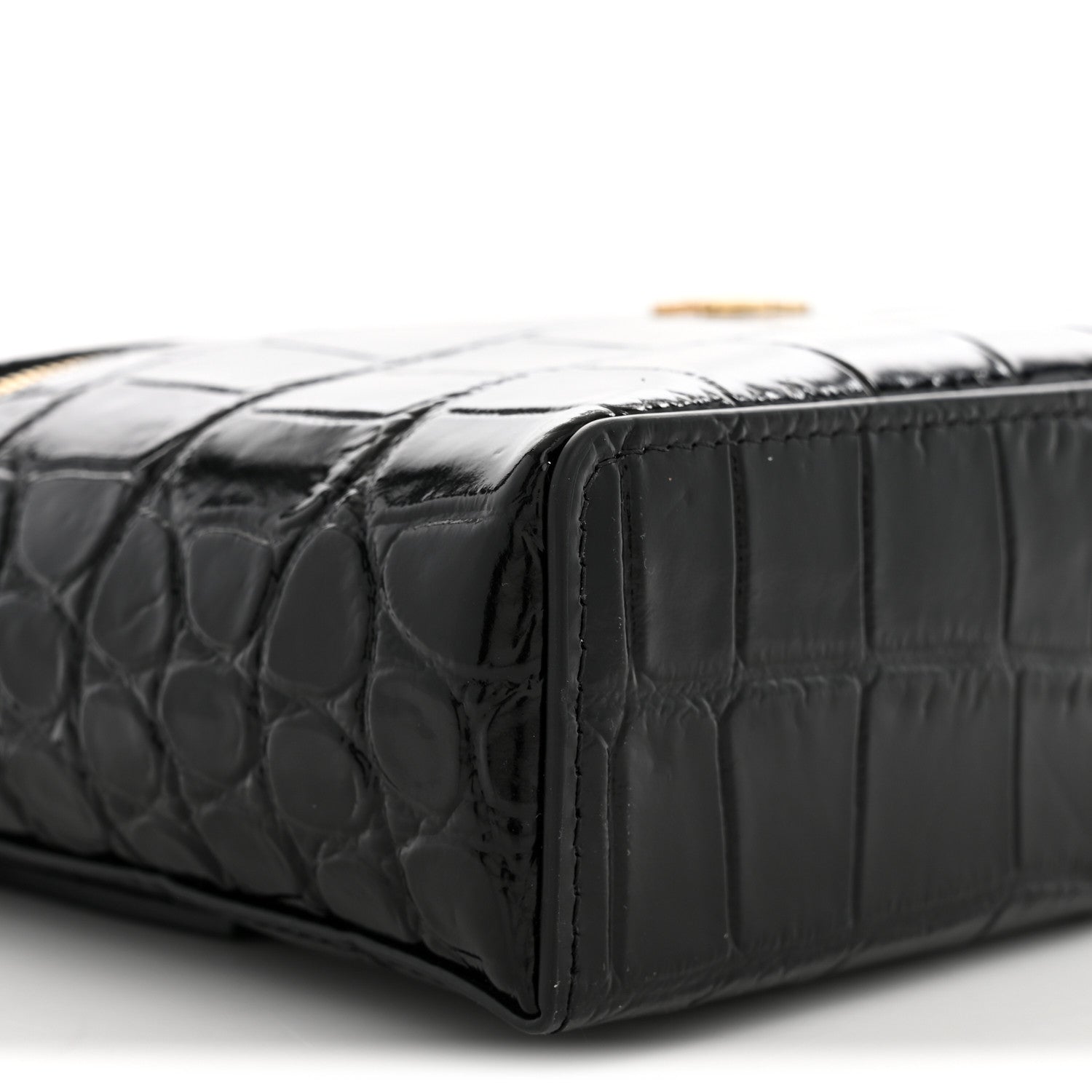Chanel Calfskin Crocodile Embossed Slim Vanity Case With Chain  Black 8 of 9