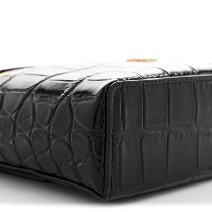 Chanel Calfskin Crocodile Embossed Slim Vanity Case With Chain  Black 8 of 9