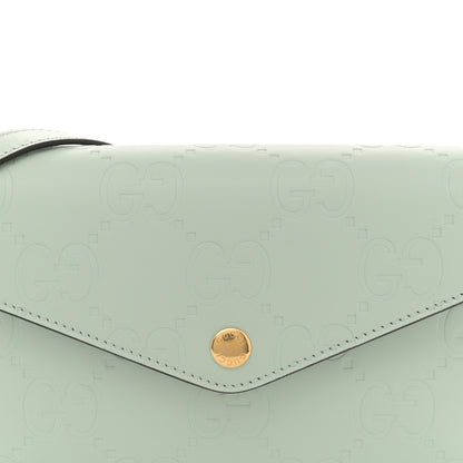 Gucci Calfskin GG Super Mini Shoulder Bag Pale Blue 8 of 11