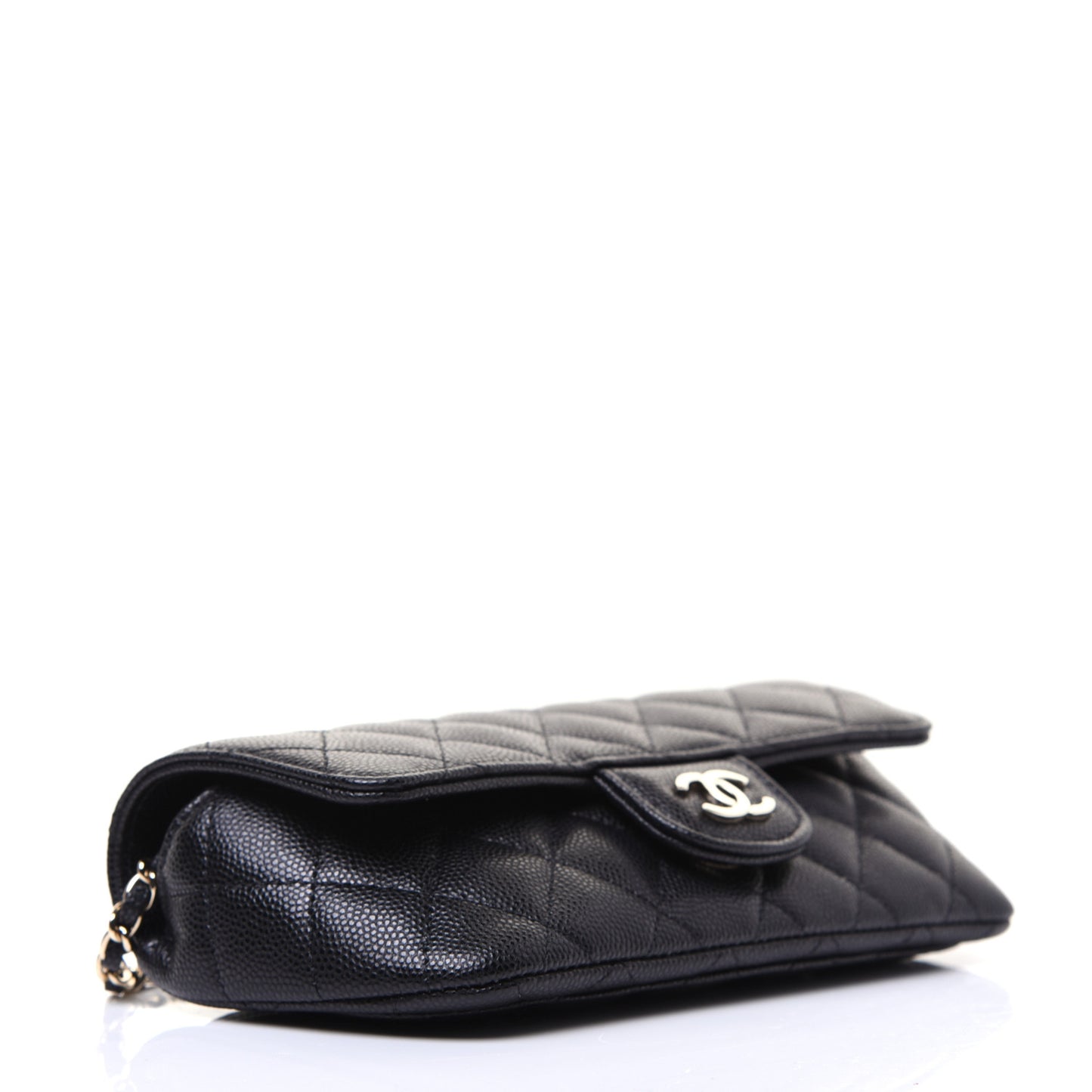 Caviar Quilted Glasses Case With Chain Black