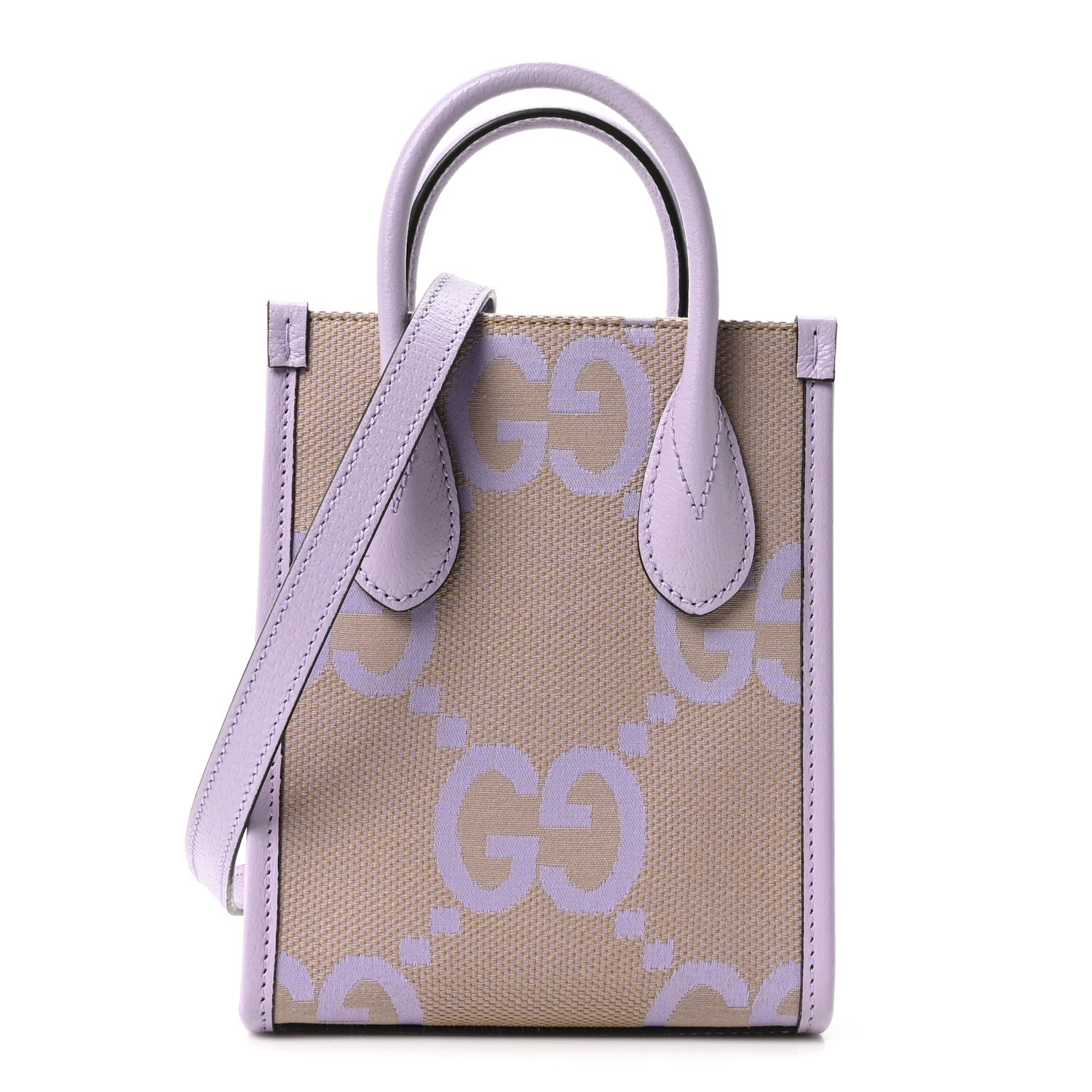Gucci Monogram Jumbo GG Textured Dollar Calfskin Mini Tote Bag Beige Lapis 1 of 10
