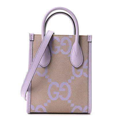Gucci Monogram Jumbo GG Textured Dollar Calfskin Mini Tote Bag Beige Lapis 1 of 10