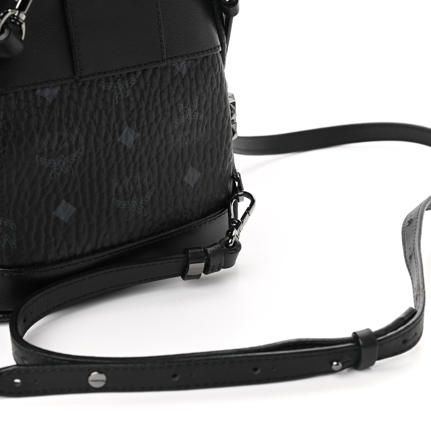 MCM Visetos Side Stud X-Mini Stark Bebe Boo Backpack Black 7 of 10