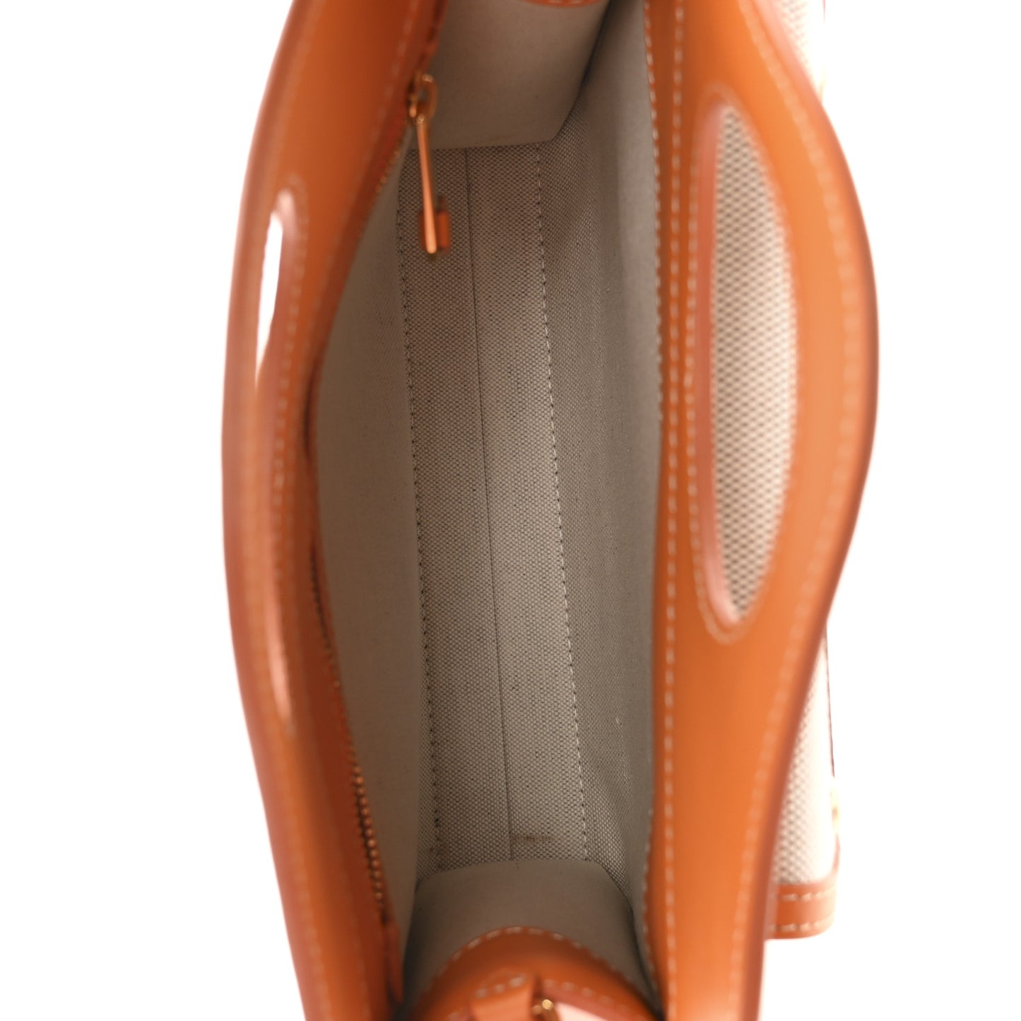 Canvas Smooth Calfskin Two Tone Mini Pocket Bag Natural Orange