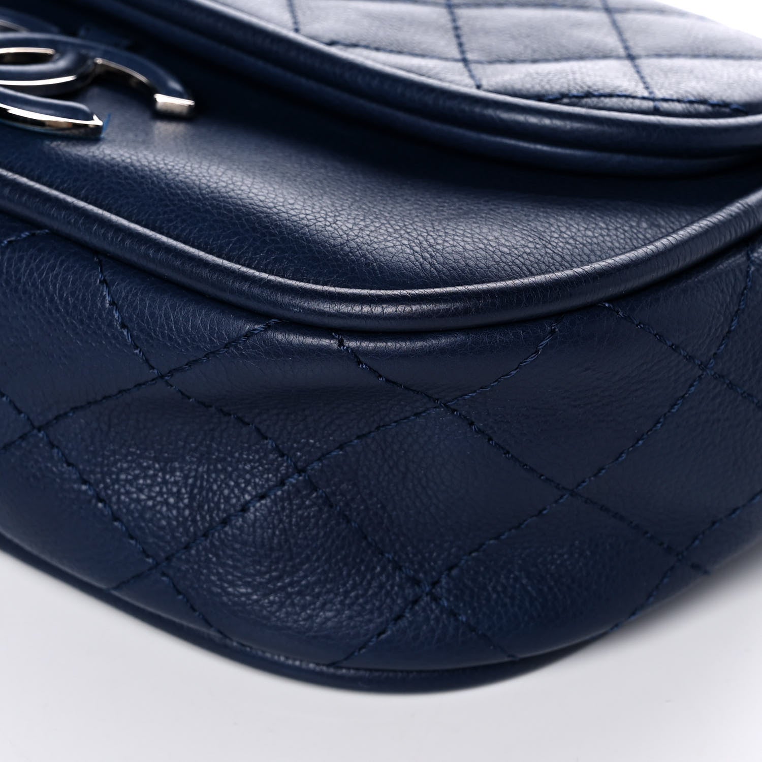 Chanel Calfskin Stitched Flap Bag Navy 10 of 12