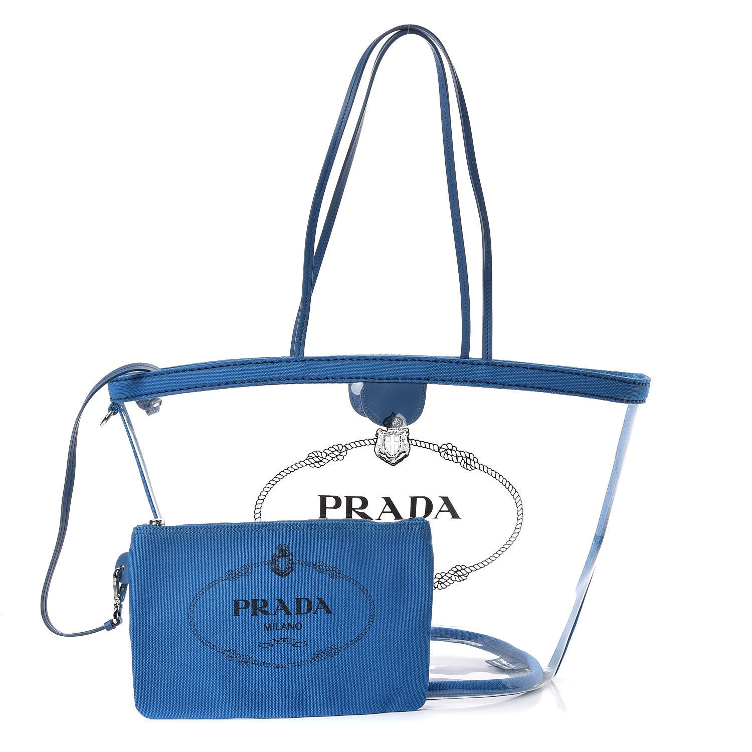 Prada Plexiglass Canapa Shopper Tote Azzurro 1 of 8