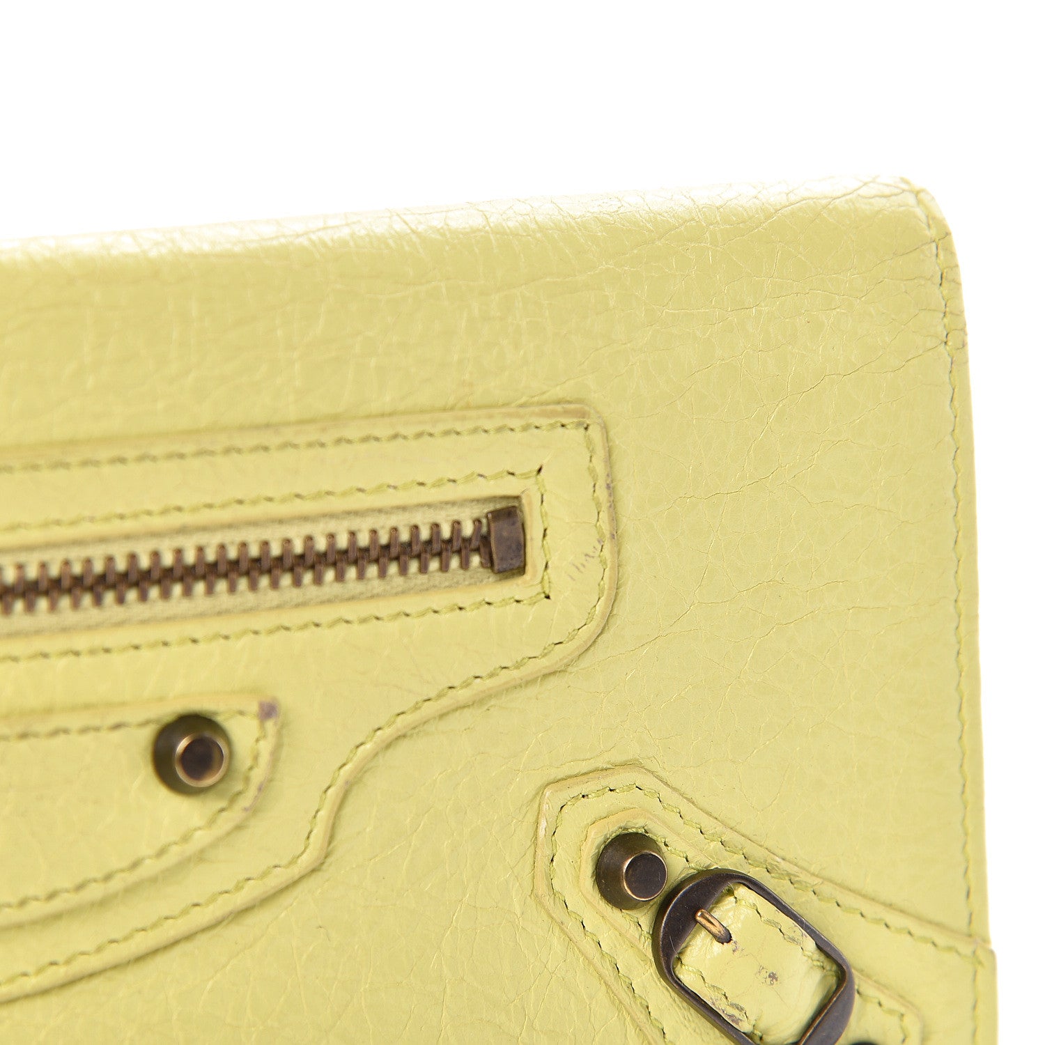 Balenciaga Agneau Classic Hardware Money Wallet Jaune Citronnade 14 of 15