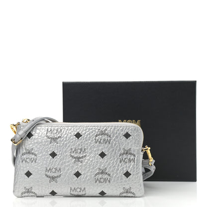 MCM Metallic Visetos Crossbody Tech Pouch Silver 10 of 10