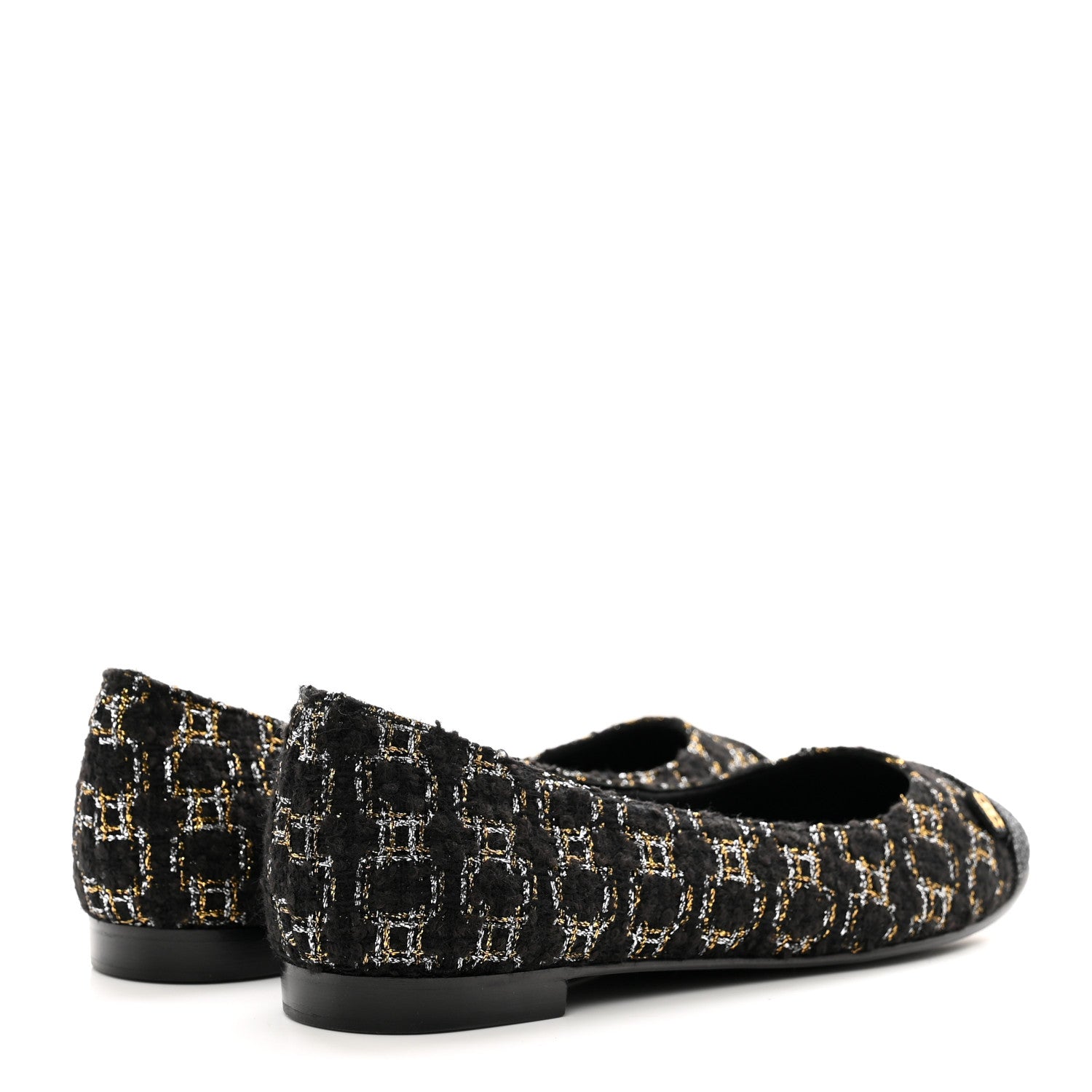 Chanel Tweed Cap Toe Ballerina Flats 36 Black 4 of 9