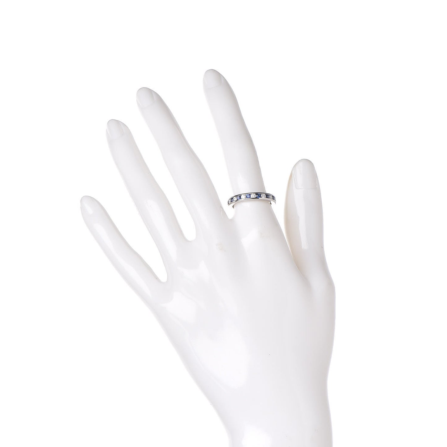 Platinum Diamond Blue Sapphire Eternity Band Ring 52 6