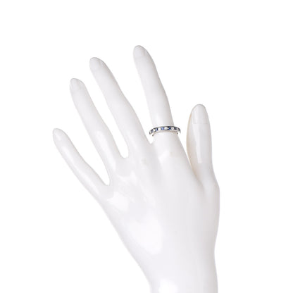 Tiffany Platinum Diamond Blue Sapphire Eternity Band Ring 52 6 2 of 4