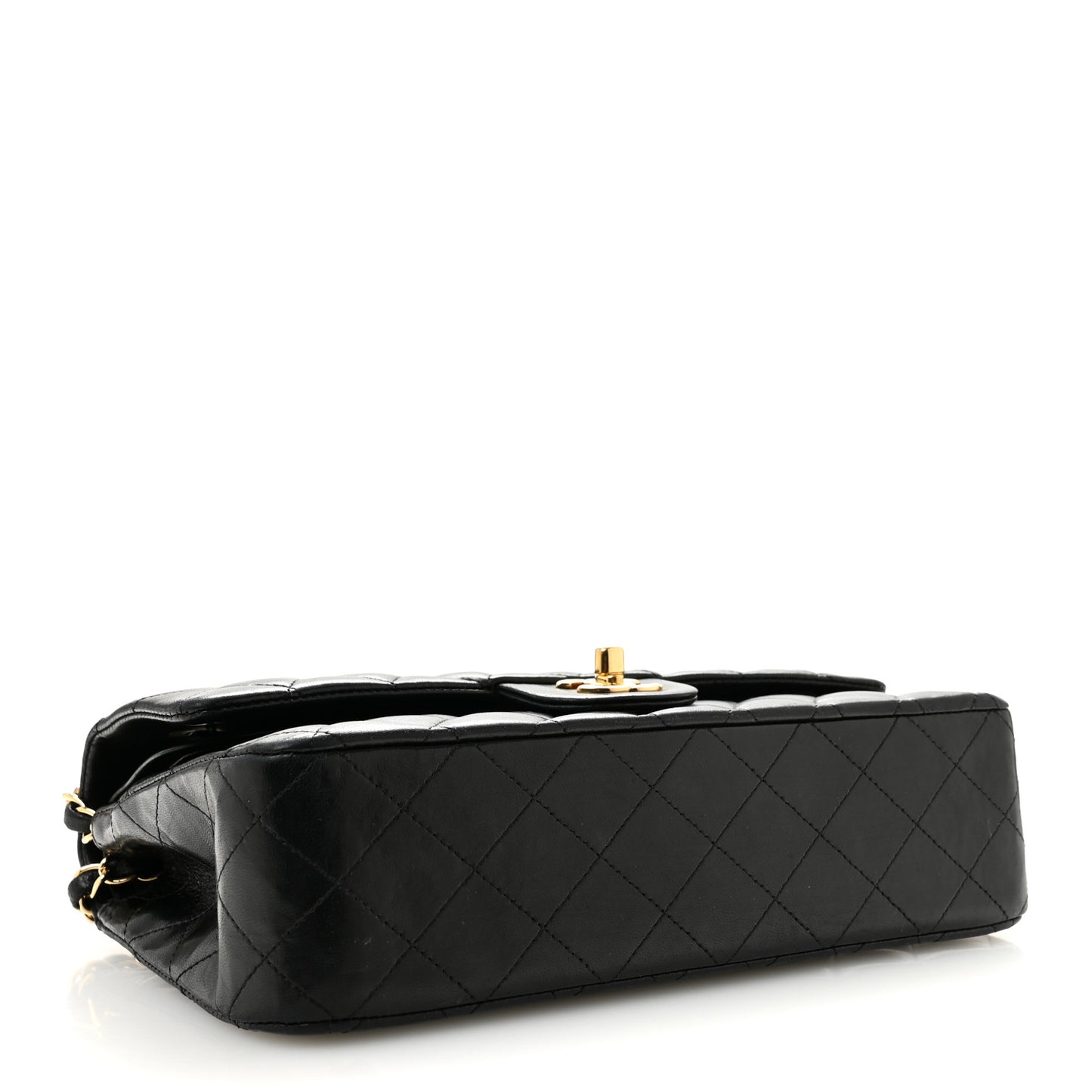 Lambskin Quilted Medium Double Flap Black