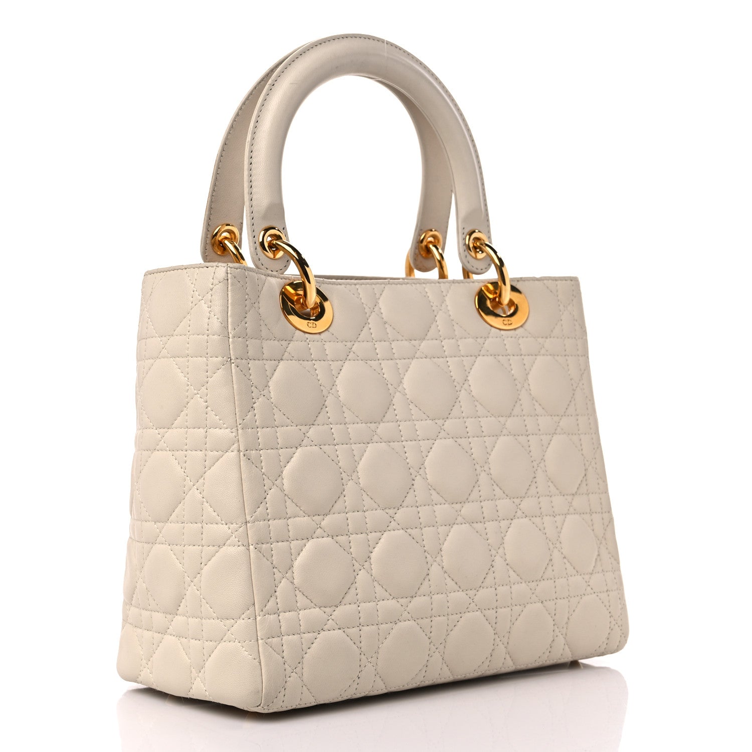 Christian Dior Lambskin Cannage Medium Lady Dior Light Beige 3 of 16