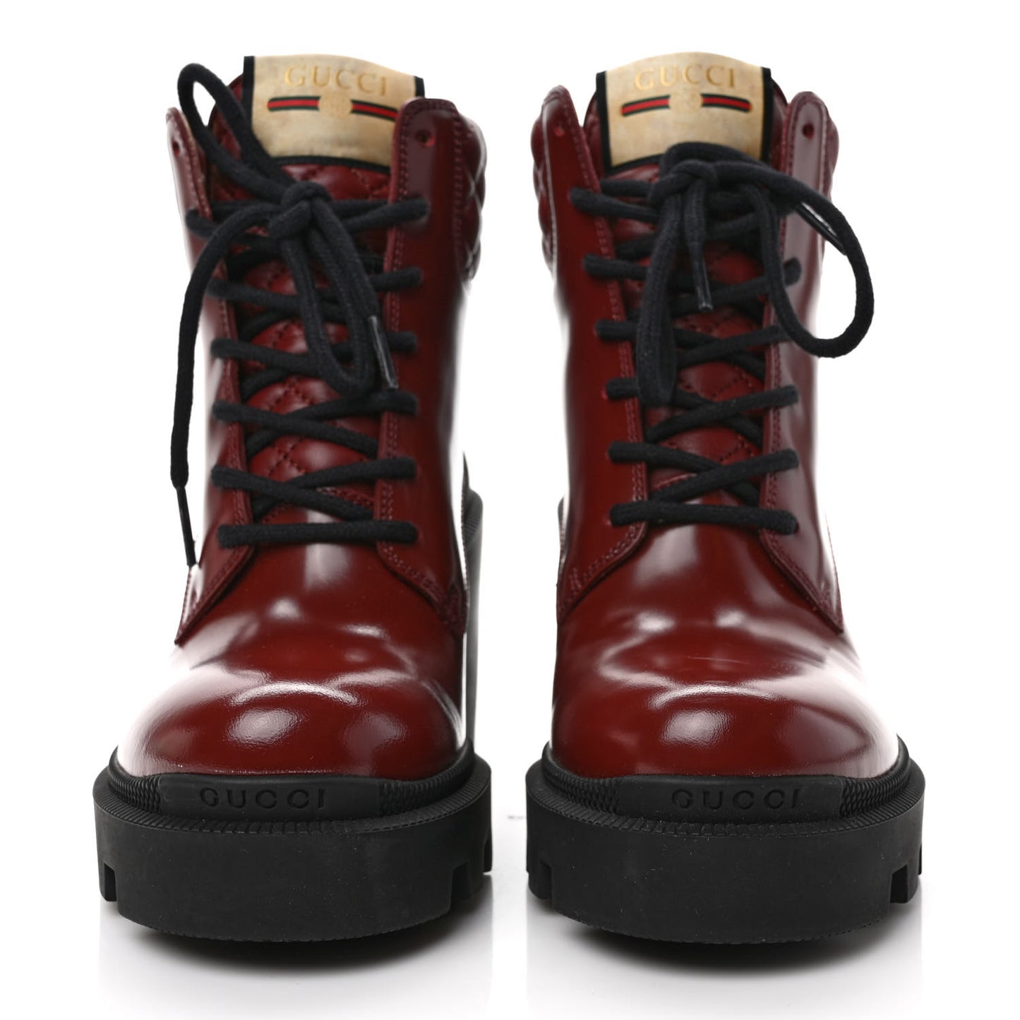 Magnum Calfskin Nappa Quilted Lace Up Ankle Boots 36.5 Garnet Red
