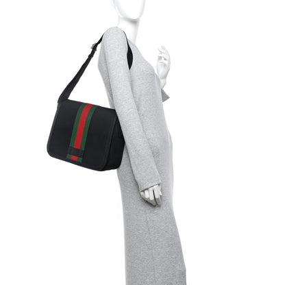 Gucci Techno Canvas Web Flap Messenger Bag Black 2 of 12